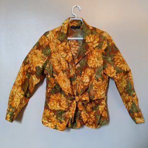 Floral Shirt with Tie Detail